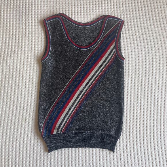Vintage 1970s/1980s sleeveless knit lurex top XS - Picture 1 of 5